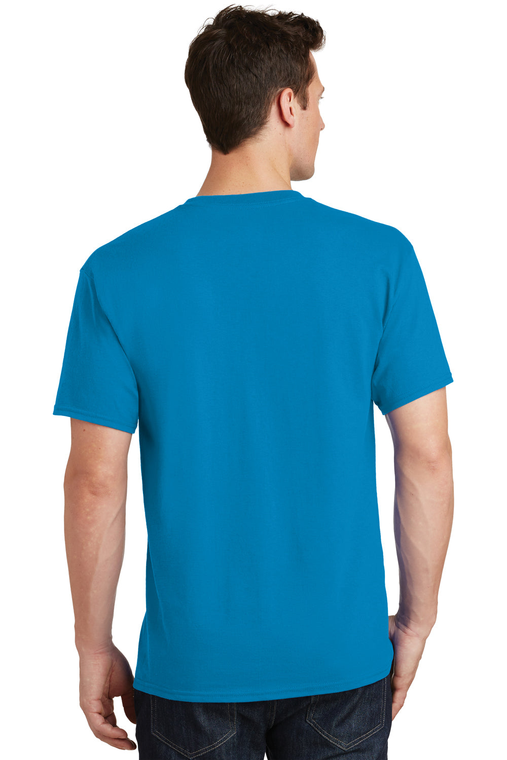 Port & Company PC54/PC54T Mens Core Short Sleeve Crewneck T-Shirt Sapphire Blue Model Back