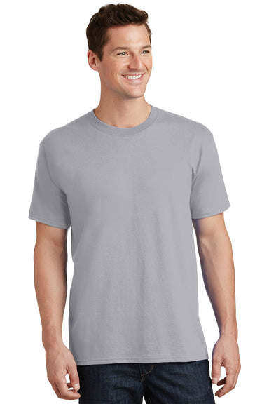 Port & Company PC54/PC54T Mens Core Short Sleeve Crewneck T-Shirt Silver Grey Model Front