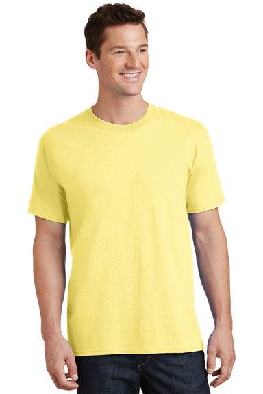 Port & Company PC54/PC54T Mens Core Short Sleeve Crewneck T-Shirt Yellow Model Front