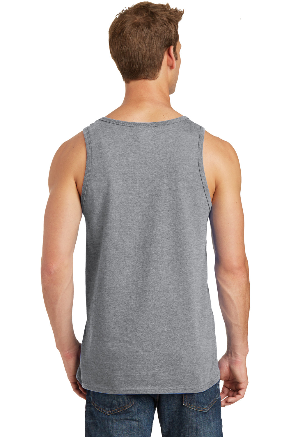 Port & Company PC54TT Mens Core Tank Top Heather Grey Model Back