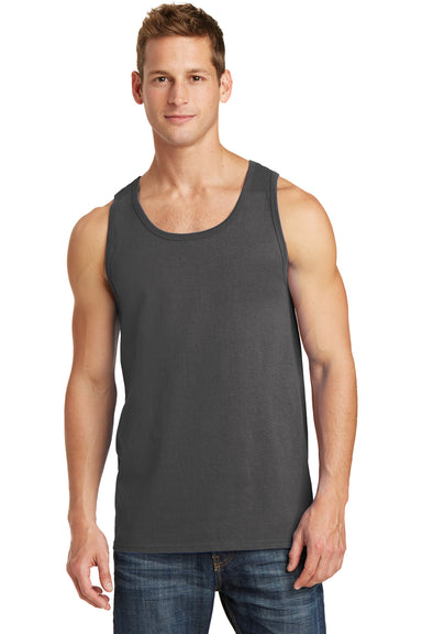 Port & Company PC54TT Mens Core Tank Top Charcoal Grey Model Front