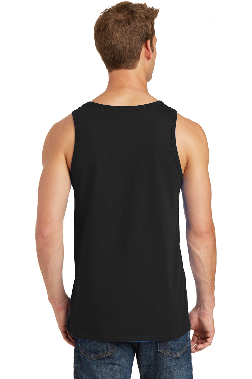 Port & Company PC54TT Mens Core Tank Top Jet Black Model Back