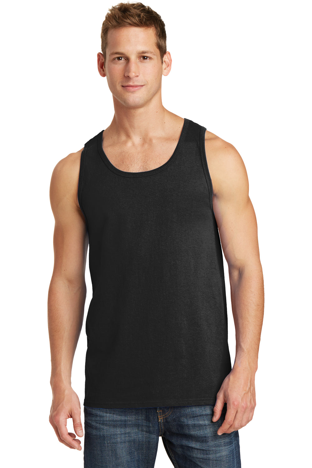 Port & Company PC54TT Mens Core Tank Top Jet Black Model Front