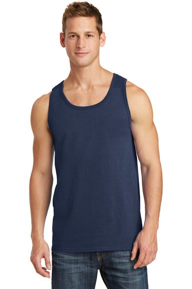 Port & Company PC54TT Mens Core Tank Top Navy Blue Model Front