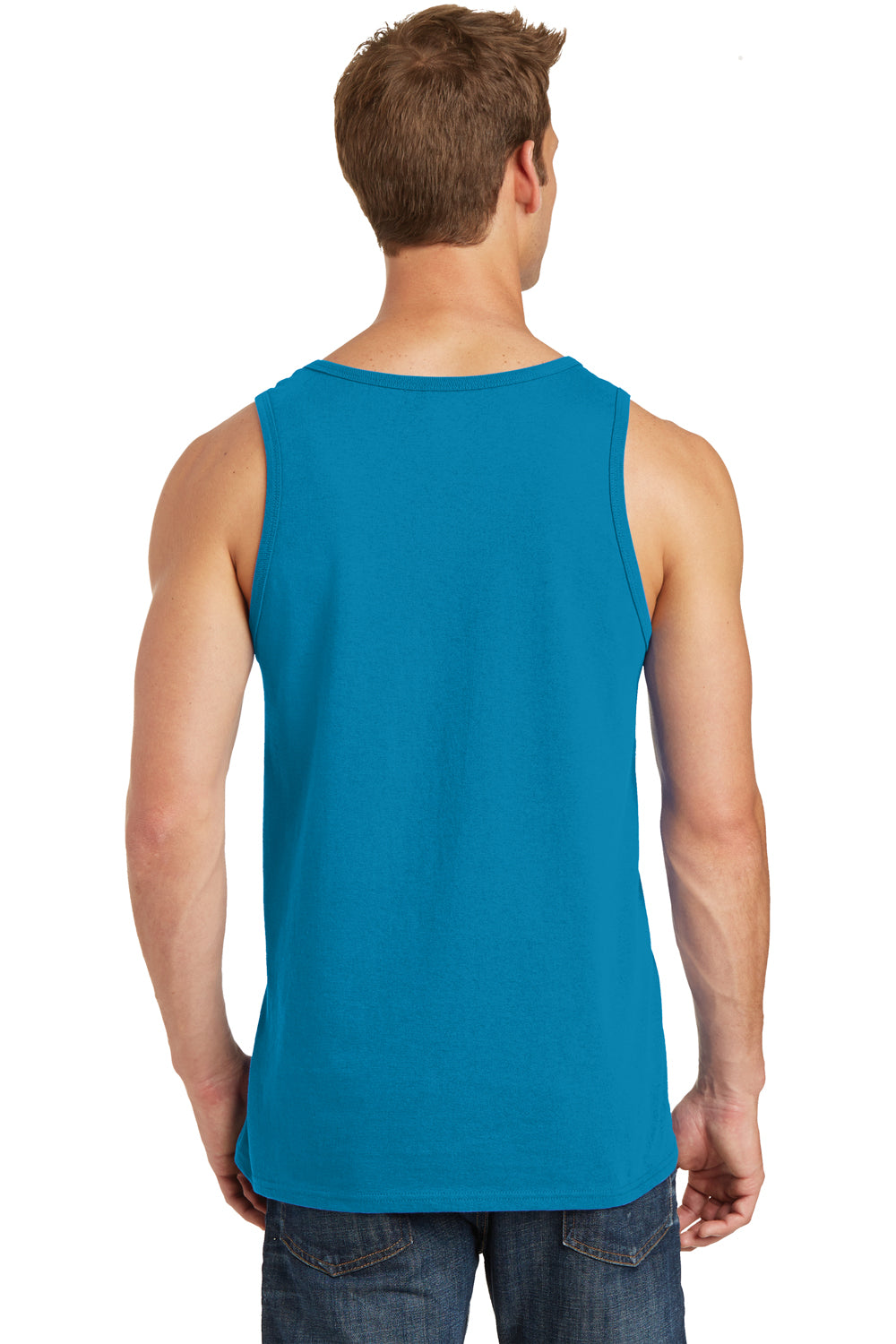 Port & Company PC54TT Mens Core Tank Top Neon Blue Model Back