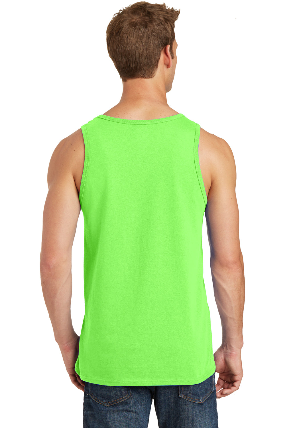 Port & Company PC54TT Mens Core Tank Top Neon Green Model Back