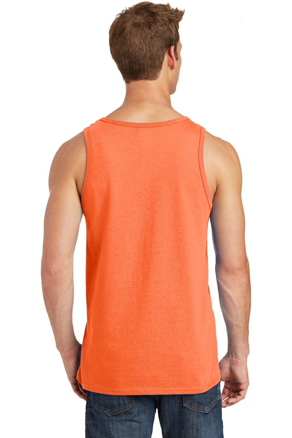 Port & Company PC54TT Mens Core Tank Top Neon Orange Model Back