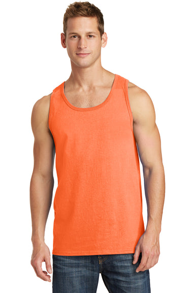 Port & Company PC54TT Mens Core Tank Top Neon Orange Model Front