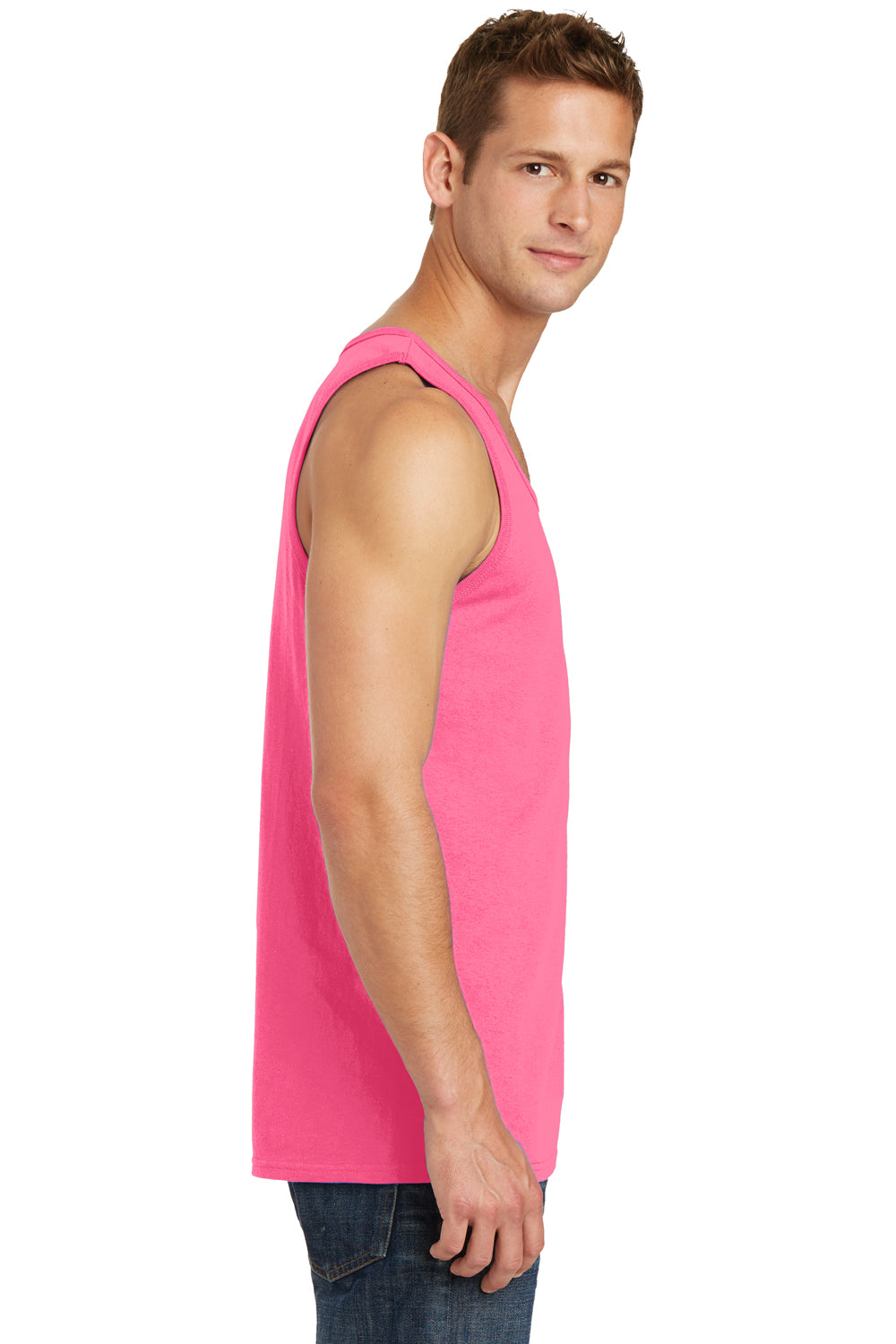 Port & Company PC54TT Mens Core Tank Top Neon Pink Model Side