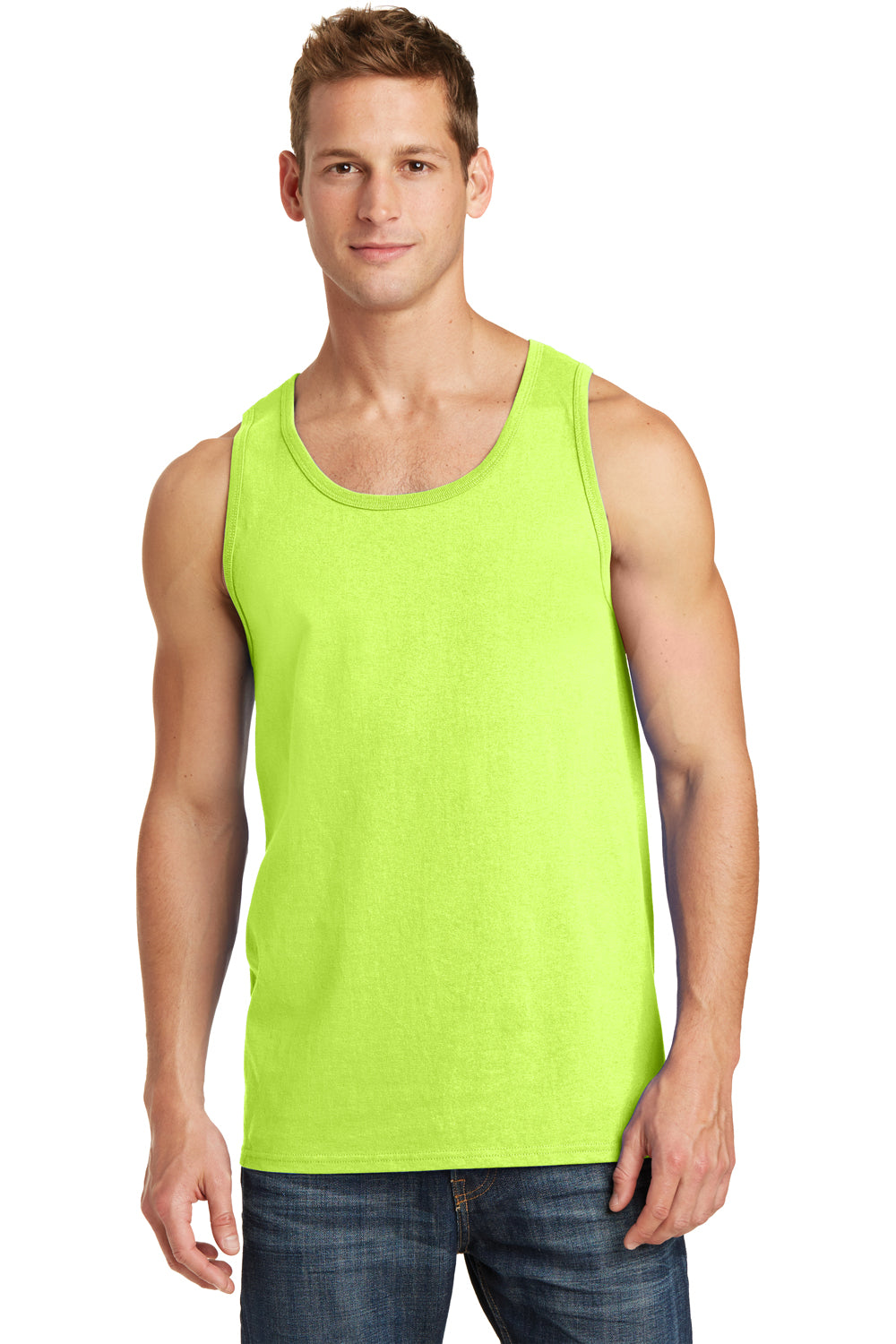 Port & Company PC54TT Mens Core Tank Top Neon Yellow Model Front