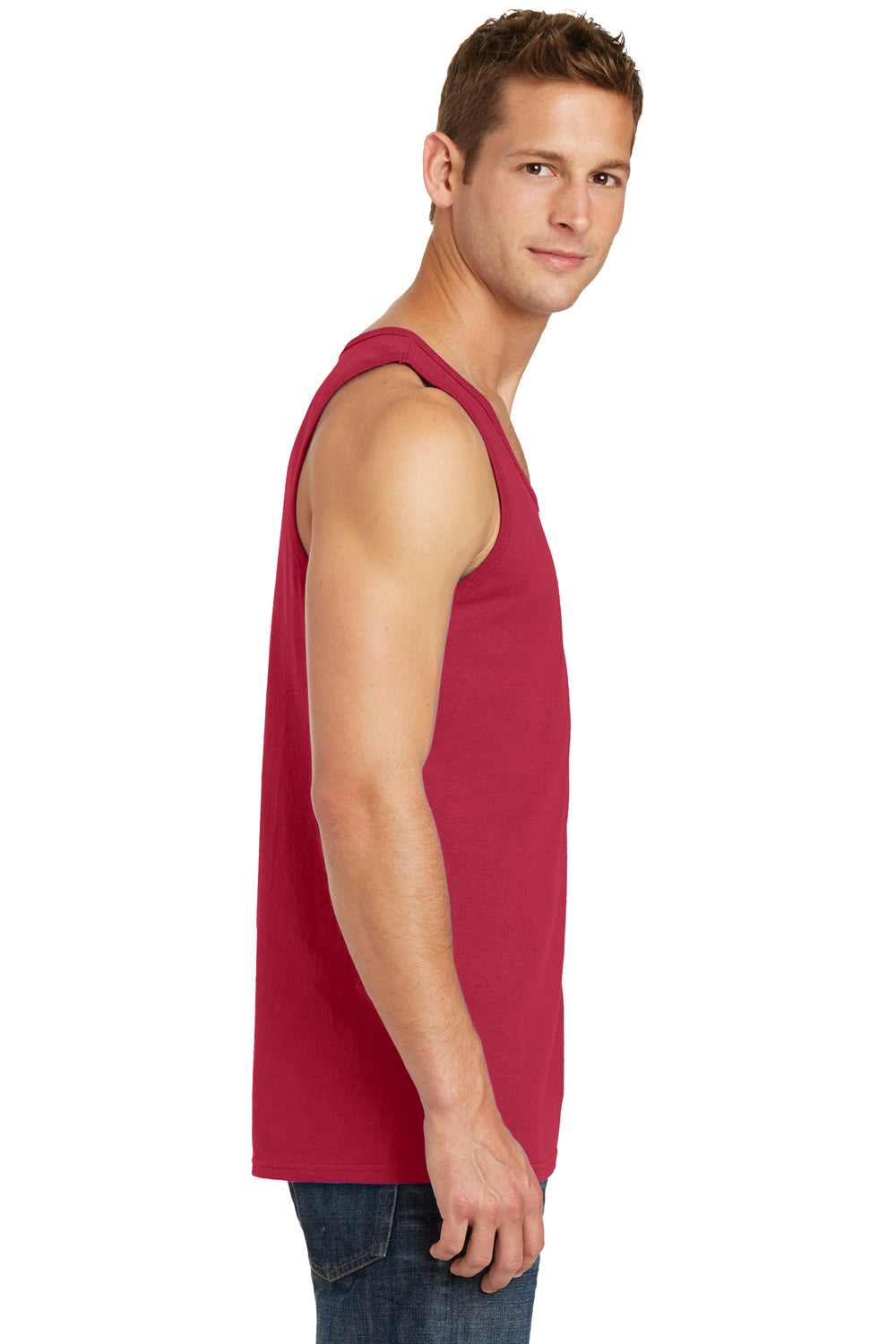 Port & Company PC54TT Mens Core Tank Top Red Model Side