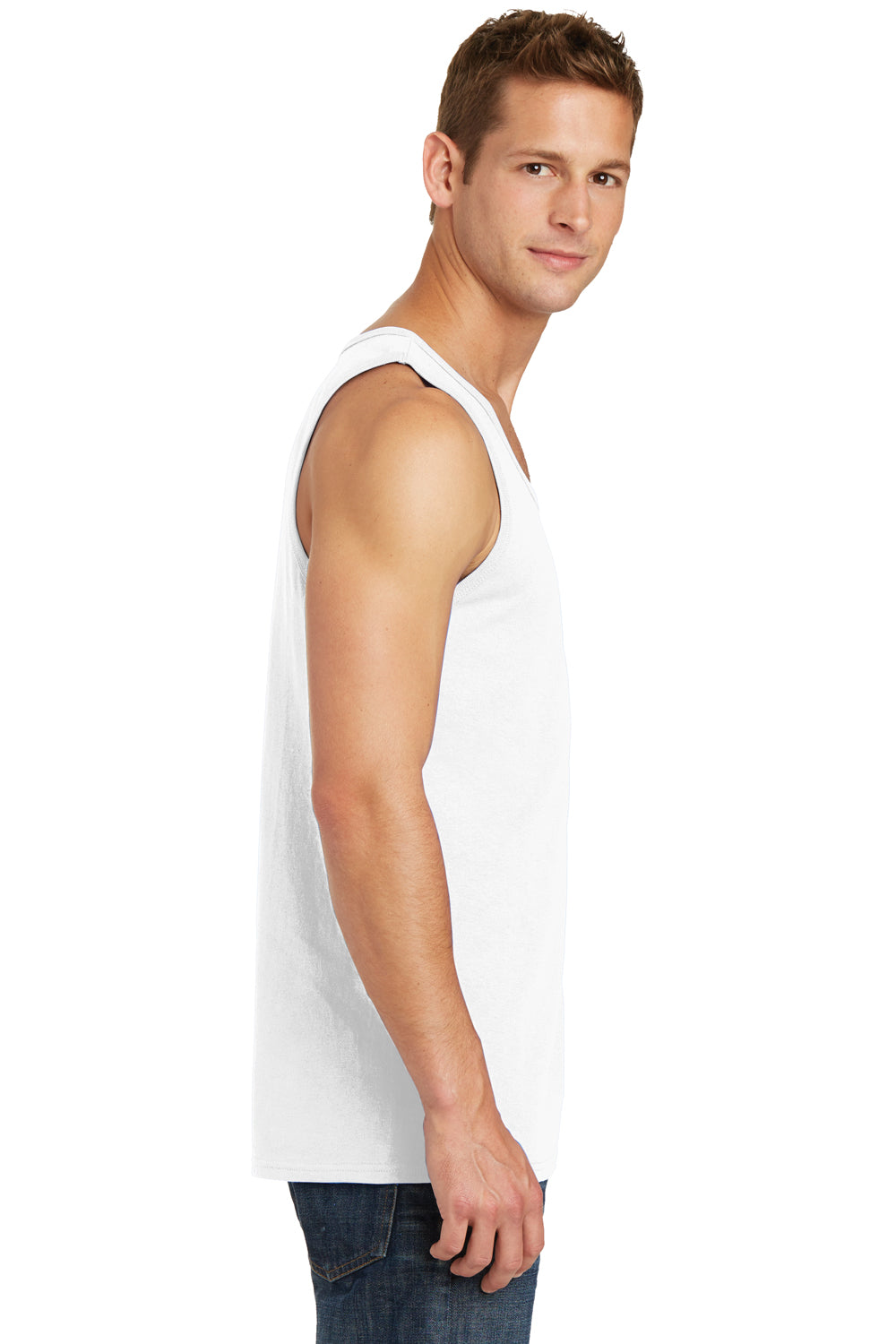 Port & Company PC54TT Mens Core Tank Top White Model Side