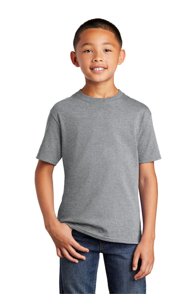 Port & Company PC54Y Youth Core Short Sleeve Crewneck T-Shirt Heather Grey Model Front