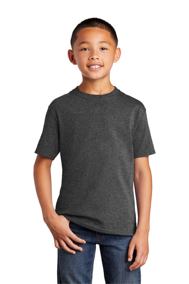 Port & Company PC54Y Youth Core Short Sleeve Crewneck T-Shirt Heather Dark Grey Model Front