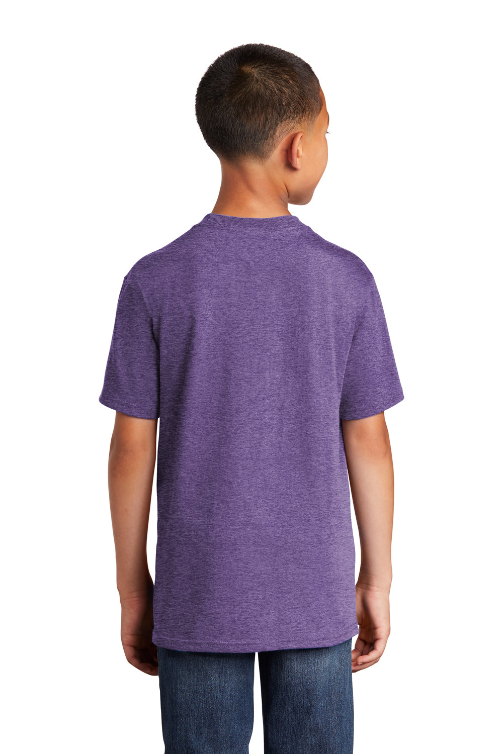 Port & Company PC54Y Youth Core Short Sleeve Crewneck T-Shirt Heather Purple Model Back