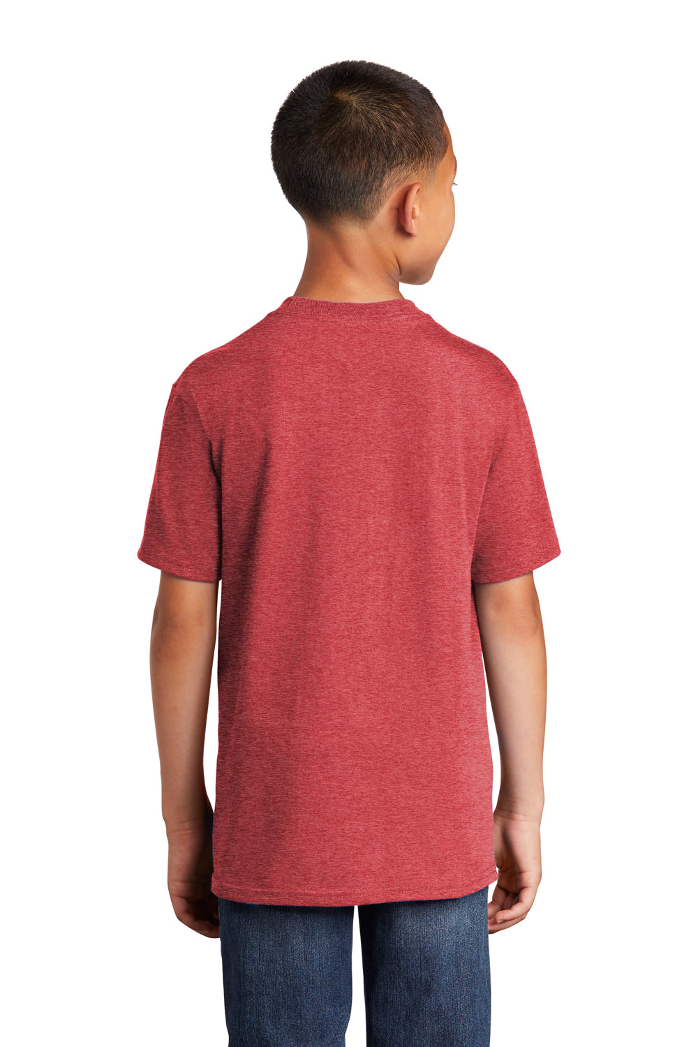 Port & Company PC54Y Youth Core Short Sleeve Crewneck T-Shirt Heather Red Model Back