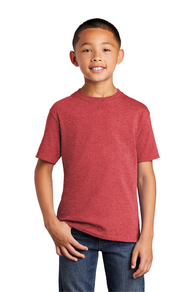 Port & Company PC54Y Youth Core Short Sleeve Crewneck T-Shirt Heather Red Model Front