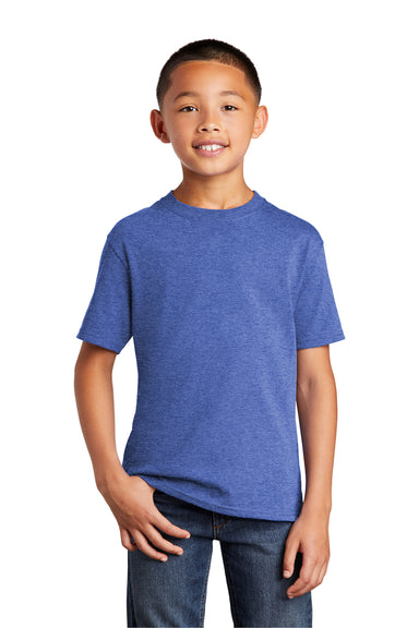 Port & Company PC54Y Youth Core Short Sleeve Crewneck T-Shirt Heather Royal Blue Model Front