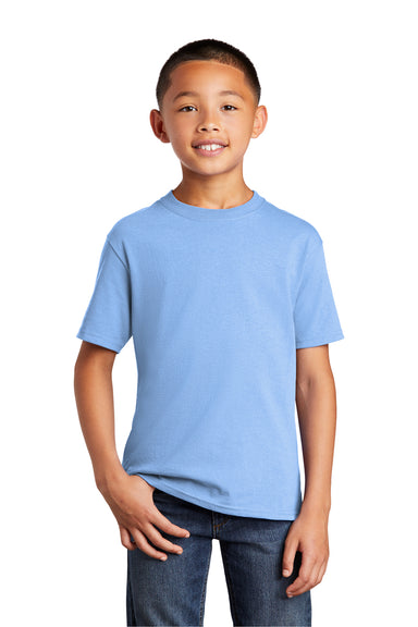 Port & Company PC54Y Youth Core Short Sleeve Crewneck T-Shirt Light Blue Model Front