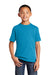 Port & Company PC54Y Youth Core Short Sleeve Crewneck T-Shirt Neon Blue Model Front