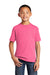 Port & Company PC54Y Youth Core Short Sleeve Crewneck T-Shirt Neon Pink Model Front