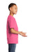 Port & Company PC54Y Youth Core Short Sleeve Crewneck T-Shirt Neon Pink Model Side