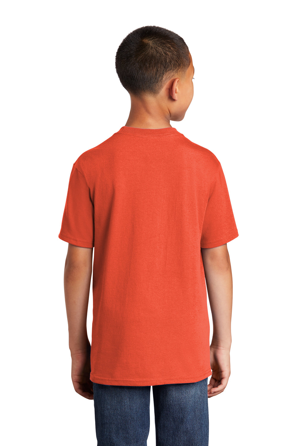 Port & Company PC54Y Youth Core Short Sleeve Crewneck T-Shirt Orange Model Back