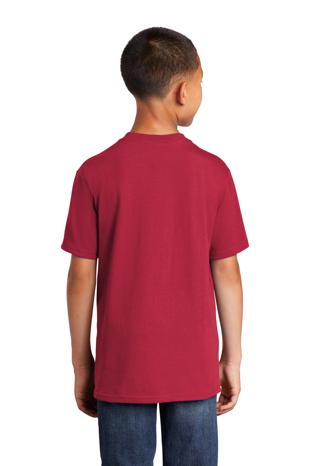 Port & Company PC54Y Youth Core Short Sleeve Crewneck T-Shirt Red Model Back