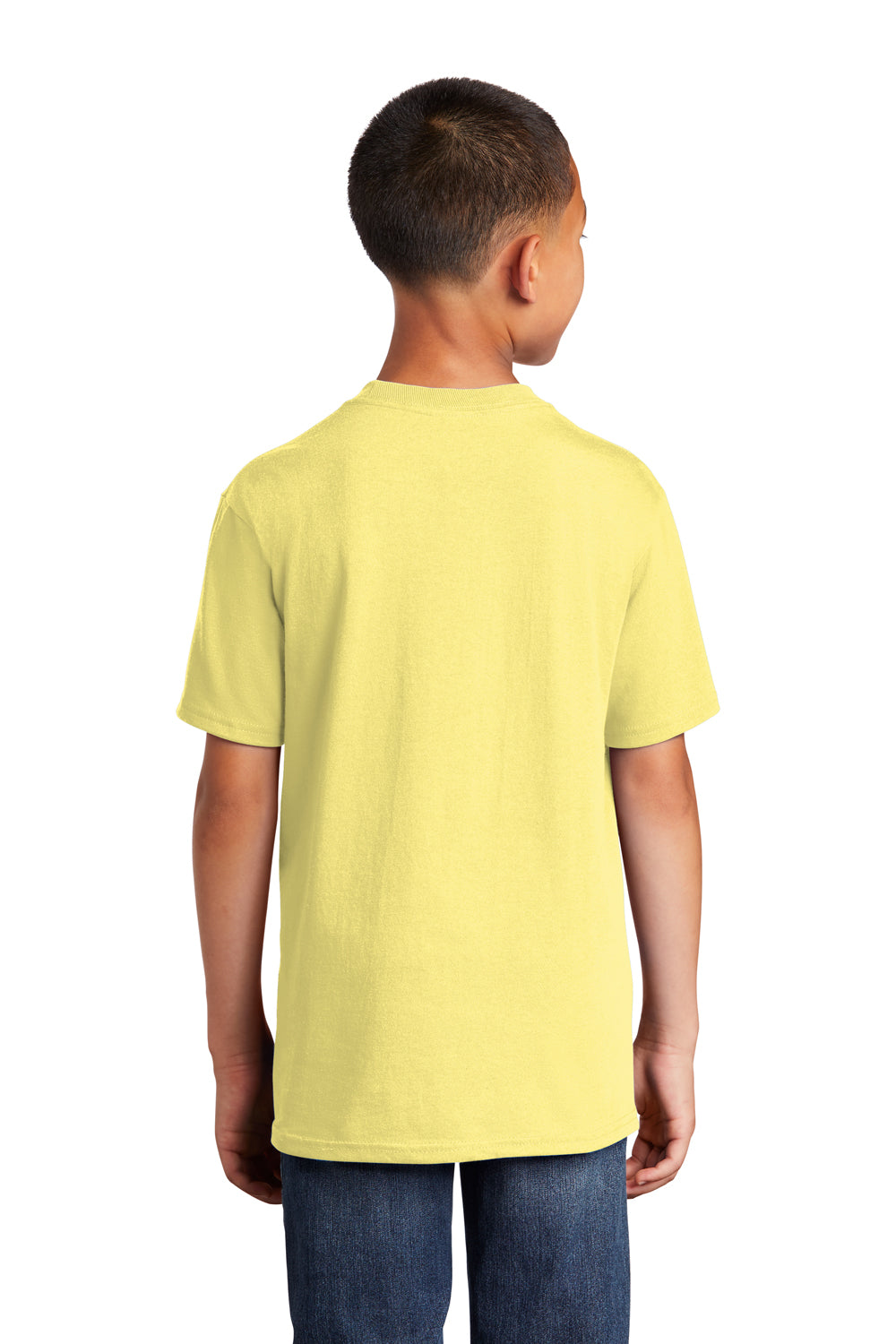 Port & Company PC54Y Youth Core Short Sleeve Crewneck T-Shirt Yellow Model Back