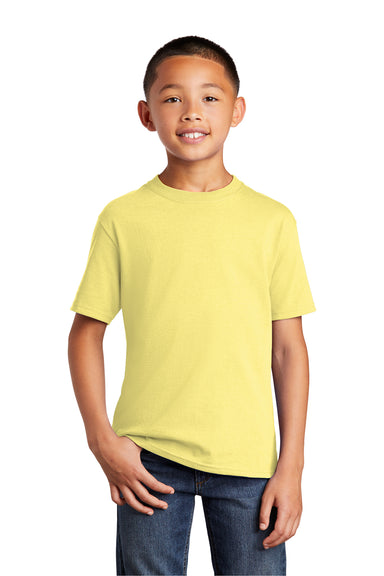 Port & Company PC54Y Youth Core Short Sleeve Crewneck T-Shirt Yellow Model Front