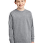 Port & Company Youth Core Long Sleeve Crewneck T-Shirt - Heather Grey