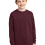 Port & Company Youth Core Long Sleeve Crewneck T-Shirt - Athletic Maroon