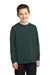 Port & Company PC54YLS Youth Core Long Sleeve Crewneck T-Shirt Dark Green Model Front