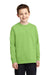 Port & Company PC54YLS Youth Core Long Sleeve Crewneck T-Shirt Lime Green Model Front