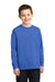 Port & Company PC54YLS Youth Core Long Sleeve Crewneck T-Shirt Royal Blue Model Front