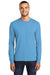 Port & Company PC55LS/PC55LST Mens Core Long Sleeve Crewneck T-Shirt Aquatic Blue Model Front