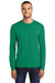 Port & Company PC55LS/PC55LST Mens Core Long Sleeve Crewneck T-Shirt Kelly Green Model Front