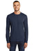 Port & Company PC55LS/PC55LST Mens Core Long Sleeve Crewneck T-Shirt Navy Blue Model Front