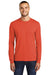 Port & Company PC55LS/PC55LST Mens Core Long Sleeve Crewneck T-Shirt Orange Model Front