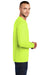 Port & Company PC55LS/PC55LST Mens Core Long Sleeve Crewneck T-Shirt Safety Green Model Side