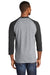 Port & Company PC55RS Mens Core Moisture Wicking 3/4 Sleeve Crewneck T-Shirt Heather Grey/Jet Black Model Back