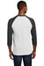 Port & Company PC55RS Mens Core Moisture Wicking 3/4 Sleeve Crewneck T-Shirt White/Jet Black Model Back