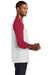 Port & Company PC55RS Mens Core Moisture Wicking 3/4 Sleeve Crewneck T-Shirt White/Red Model Side