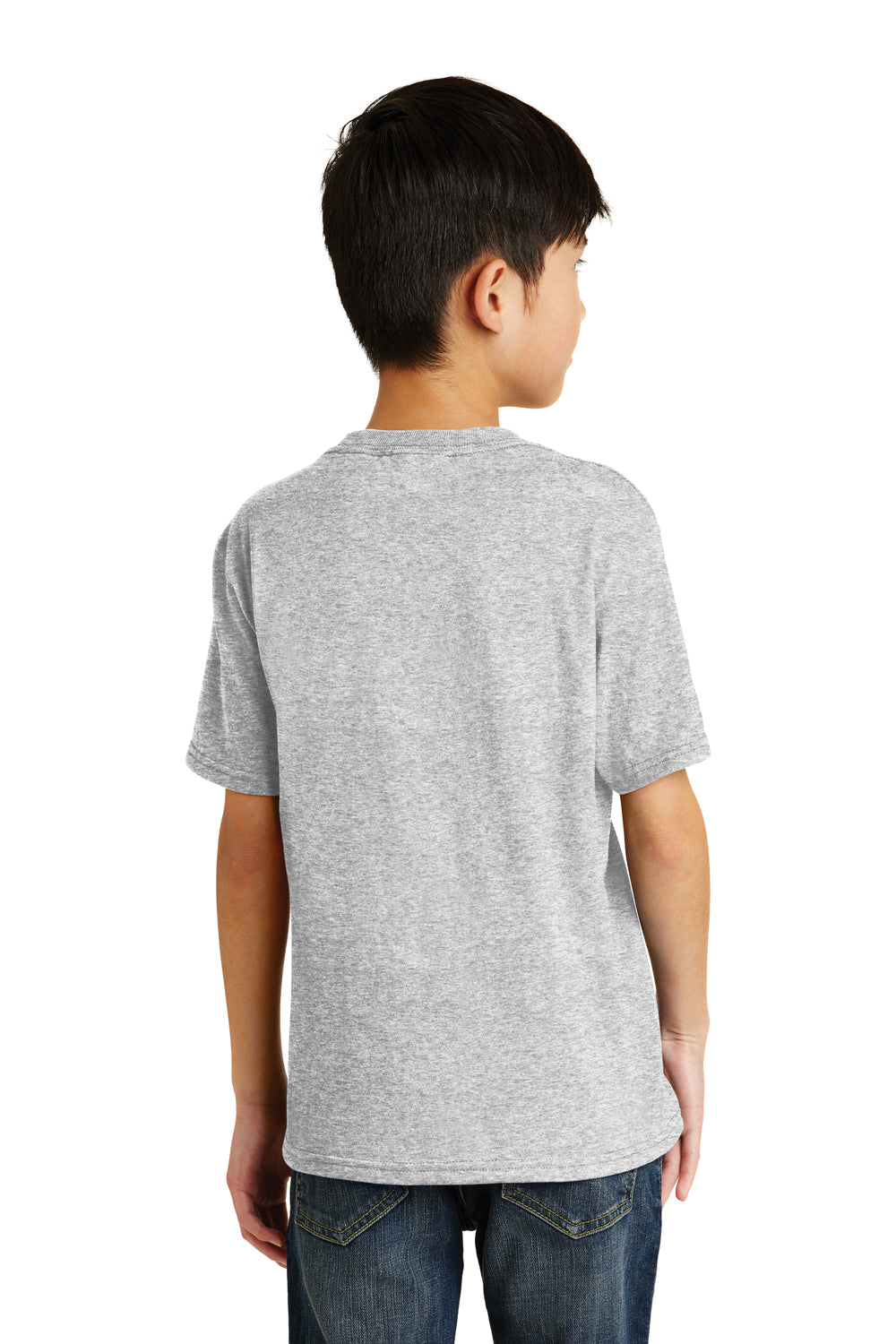 Port & Company PC55Y Youth Core Short Sleeve Crewneck T-Shirt Ash Grey Model Back