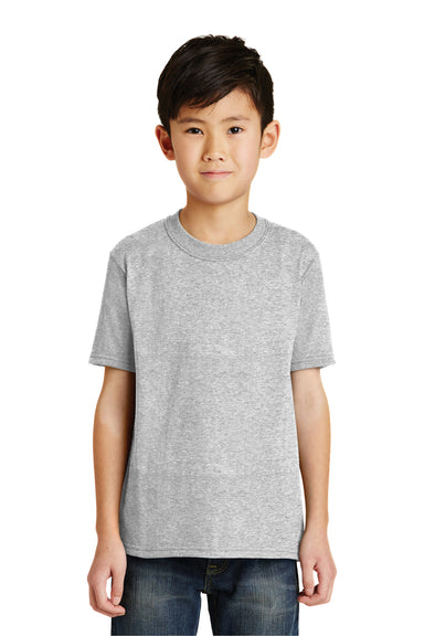 Port & Company PC55Y Youth Core Short Sleeve Crewneck T-Shirt Ash Grey Model Front