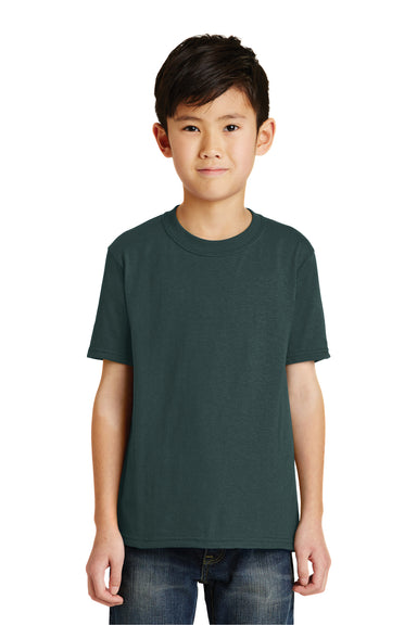 Port & Company PC55Y Youth Core Short Sleeve Crewneck T-Shirt Dark Green Model Front