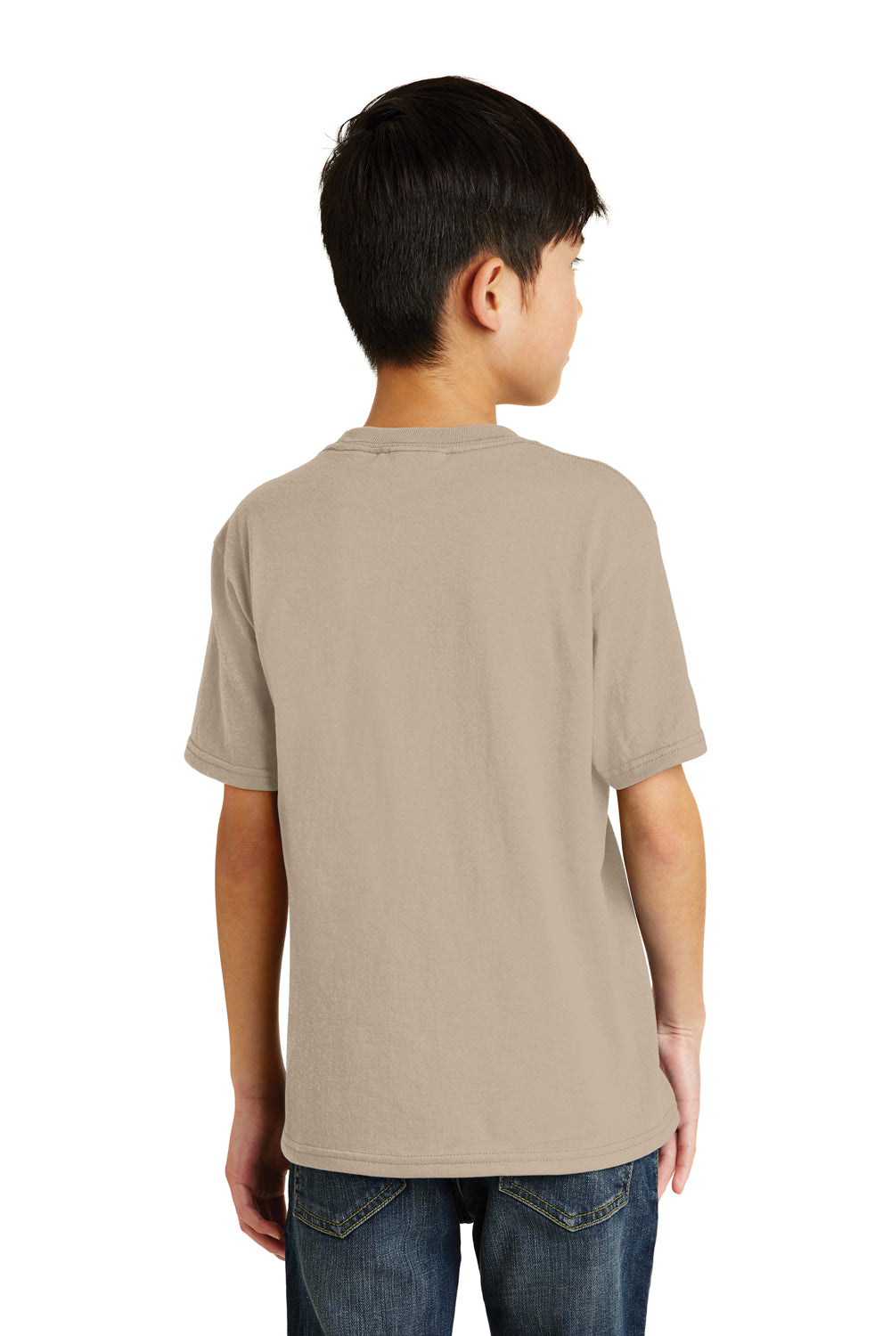 Port & Company PC55Y Youth Core Short Sleeve Crewneck T-Shirt Desert Sand Model Back