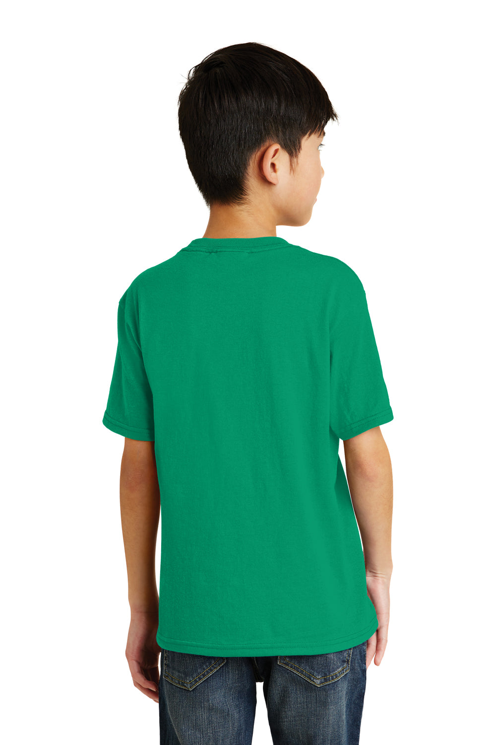 Port & Company PC55Y Youth Core Short Sleeve Crewneck T-Shirt Kelly Green Model Back