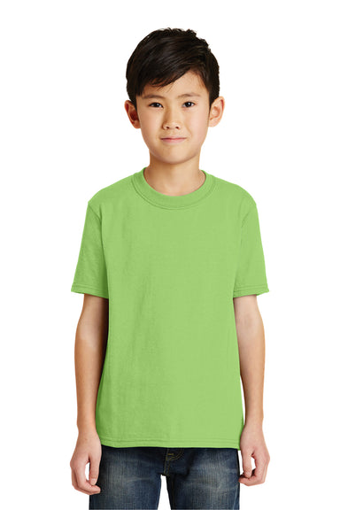 Port & Company PC55Y Youth Core Short Sleeve Crewneck T-Shirt Lime Green Model Front