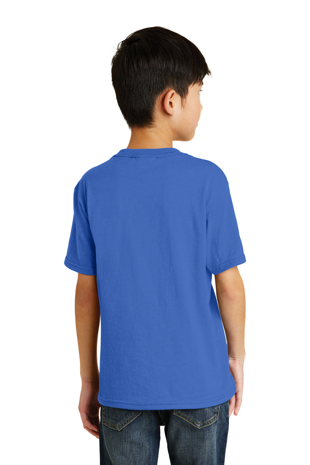 Port & Company PC55Y Youth Core Short Sleeve Crewneck T-Shirt Royal Blue Model Back